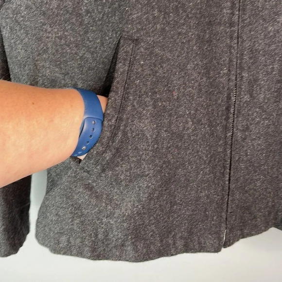 VINTAGE 90’s Roots Wool Blend Grey Zip Up Jacket Boxy Fit Lined Pockets Size 10 - Picture 6 of 13